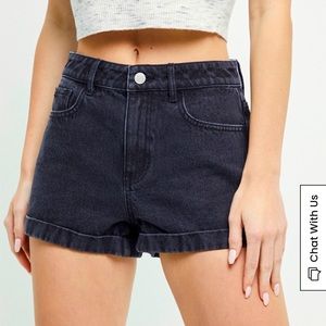 Ap sun black denim high waisted mom shorts
